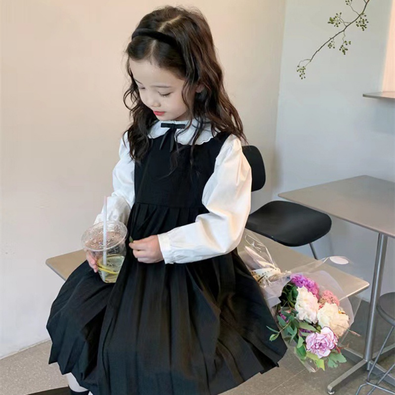 Set Áo Sơ Mi Cổ Búp Bê Và Chân Váy Phong Cách Hàn Quốc Cho Nữ