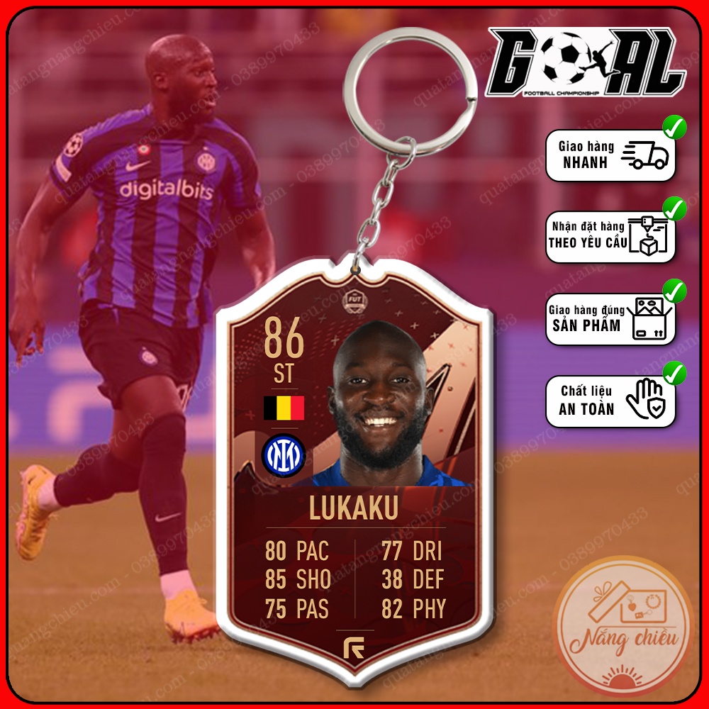 Thẻ icon bóng đá gaming - Móc khóa in hình Romelu Lukaku -CLB Inter Milan[9701-9712]