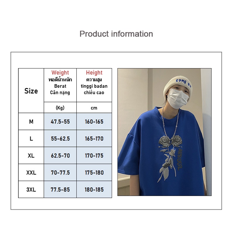 Áo nam Tay Ngắn In Hình Hoa Hồng Phong Cách Hong Kong