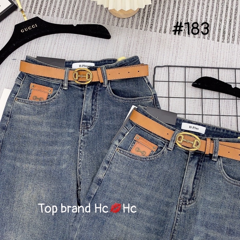 Quần jean nữ dáng baggy HPLUS kèm đai