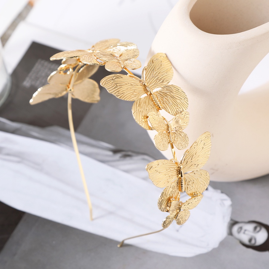 Băng Đô Cài Tóc Hình Bướm Bằng Hợp Kim Màu Vàng Thời Trang Hàn Quốc Cho Nữ