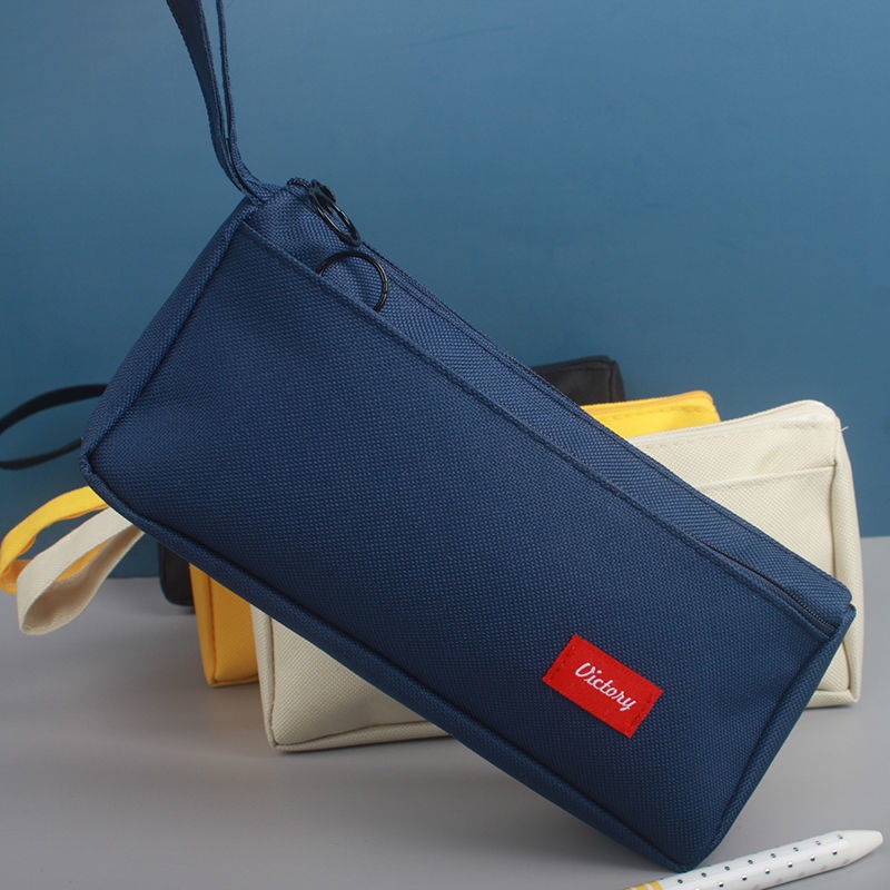 Túi Đựng Bút Hai Lớp Sức Chứa Lớn In Hình Phi Hành Gia Hoạt Hình Đơn Giản Cho Học Sinh Trung Học Nam Nữ