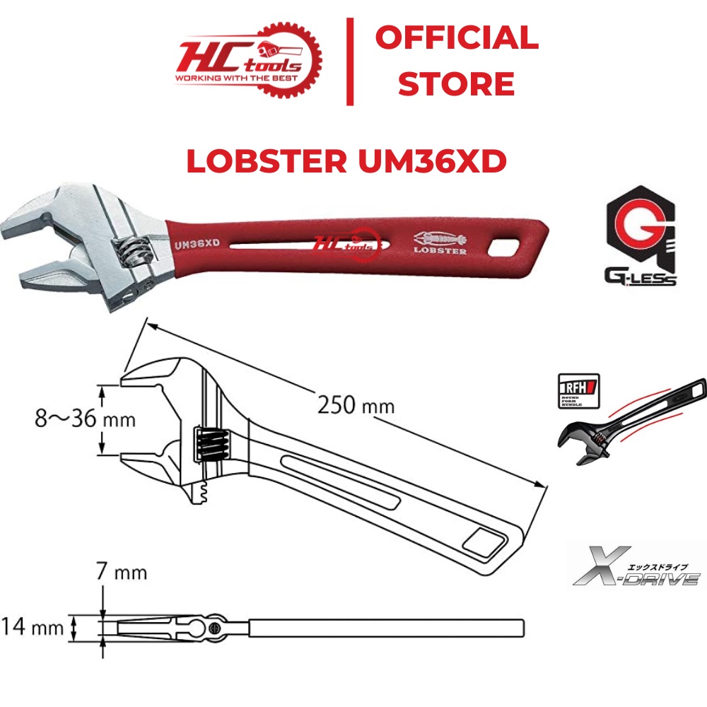 Mỏ lết Lobster Nhật Bản bọc nhựa UM36XD [ Made in Japan ]