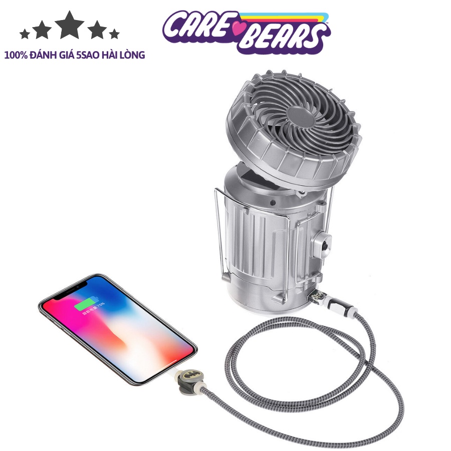 Đèn bão camping năng lượng mặt trời 3in1, đèn pin kiêm quạt mini, sạc dự phòng, công nghệ chống nước, bảo hành 12 tháng