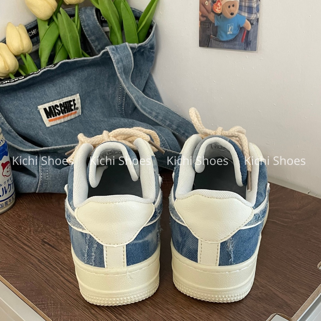 Giày thể thao vải bò jean dây thừng Denim Tiedye custum cao cấp chất siêu xịn af1 air force Kichi Shoes mã Jean | BigBuy360 - bigbuy360.vn