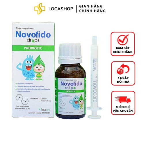 Men Ví Sinh Nhỏ Giọt Novofido - Bổ Sung 6 Tỷ Lợi Khuẩn, Giảm Rồi Loạn Tiêu Hoá, Giảm Khóc Dạ Đề, Đầy Hơi - Lọ 15ml