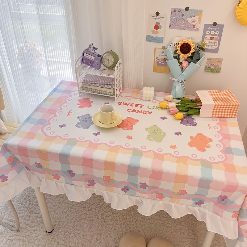 Khăn Trải Bàn Hình Vuông Họa Tiết Hoạt Hình Siêu Dễ Thương