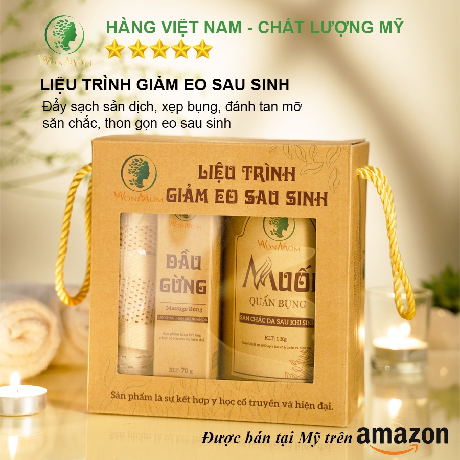[ Giảm 100K - Đơn 879K ] Bộ ở cữ siêu tiết kiệm Wonmom ( liệu trình giảm eo + kem nghệ tươi + kem sữa nghệ body )
