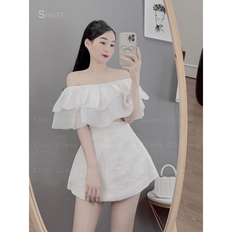 CHÂN ÁI CHO CHỊ EM -SET VÁY XỐP ÁO TƠ CÓ MÚT LÓT QUẦN ÁO TRỄ VAI BÈO MIX CHÂN VÁY NGẮN CỰC NĂNG ĐỘNG ĐI CHƠI DỰ TIỆC UP