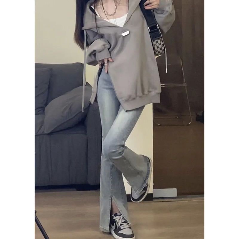 Áo Hoodie Dáng Rộng Phối Khóa Kéo Phong Cách Thời Trang Đường Phố Mùa Thu Cho Nữ | BigBuy360 - bigbuy360.vn