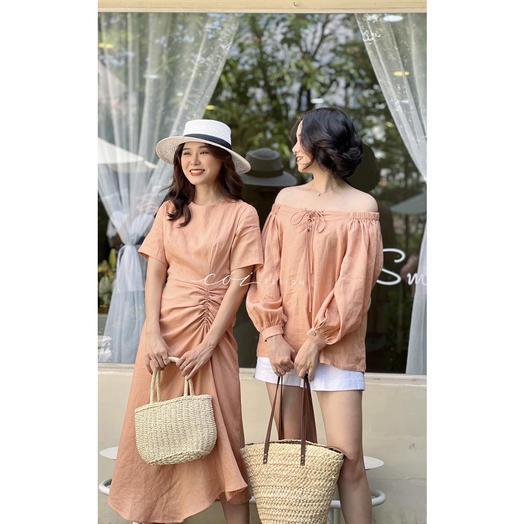 Đầm linen rút eo Cói Design