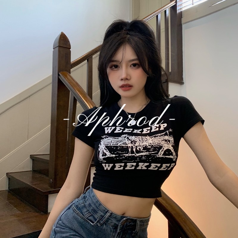 Aphrod Áo Thun Ngắn Tay In Hình Mới Của Phụ Nữ