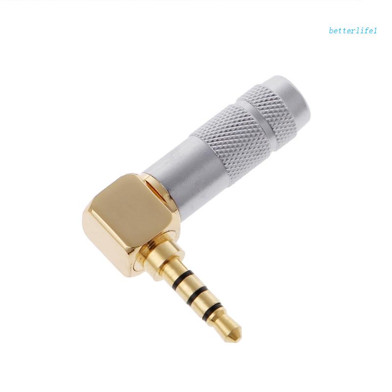 Dây Cáp Nối Jack Cắm Tai Nghe 3.5mm 4 Cực Góc 90 Độ Bằng Đồng Thau