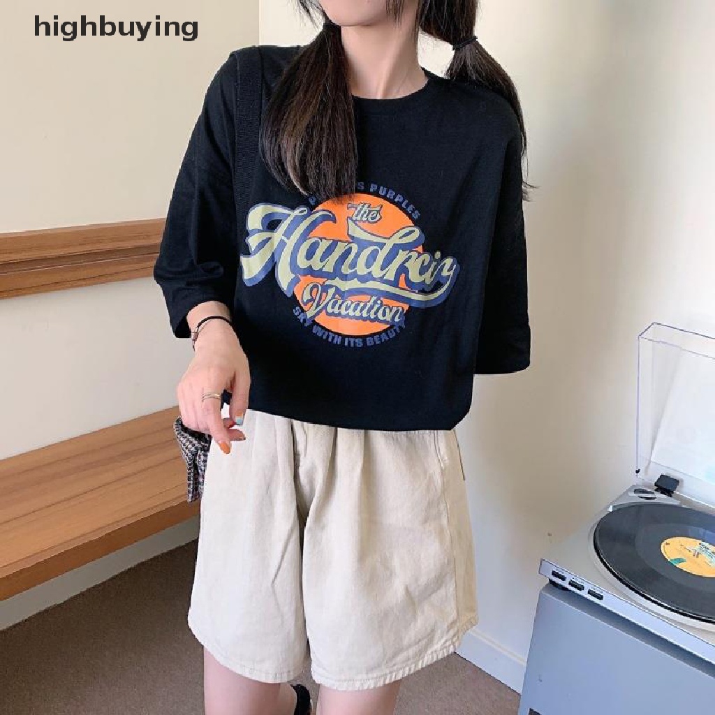 Áo Thun Nữ Tay Ngắn In Chữ Phong Cách Hàn Quốc