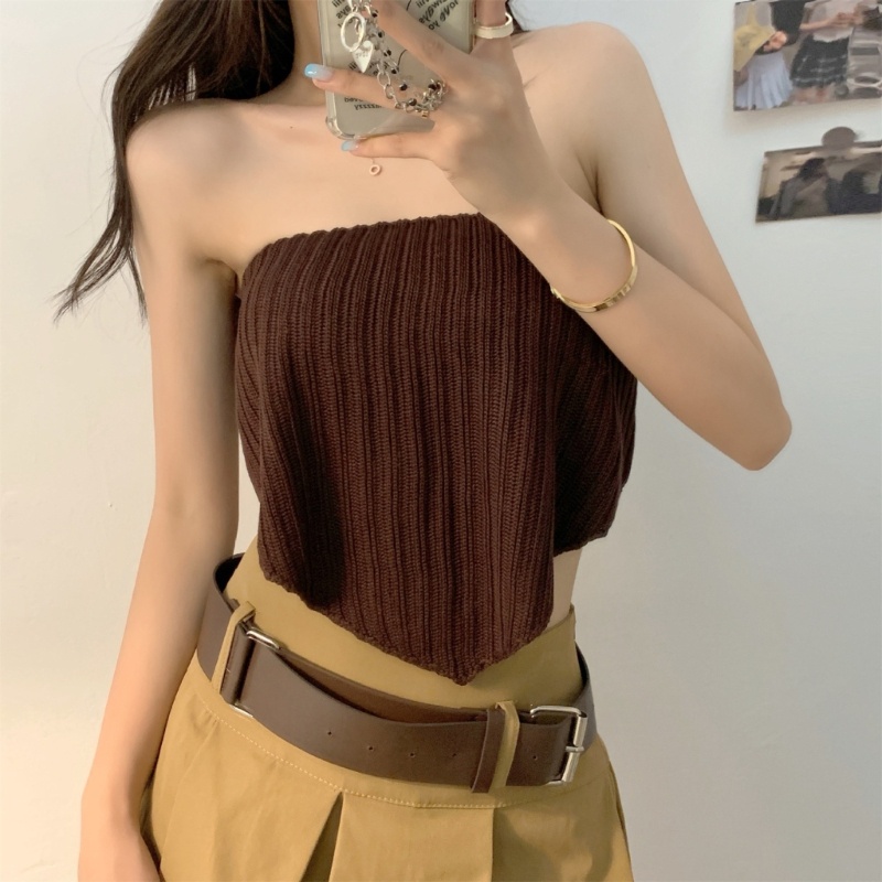 Áo Ống Dệt Kim Không Tay Thời Trang Mùa Hè Cho Nữ