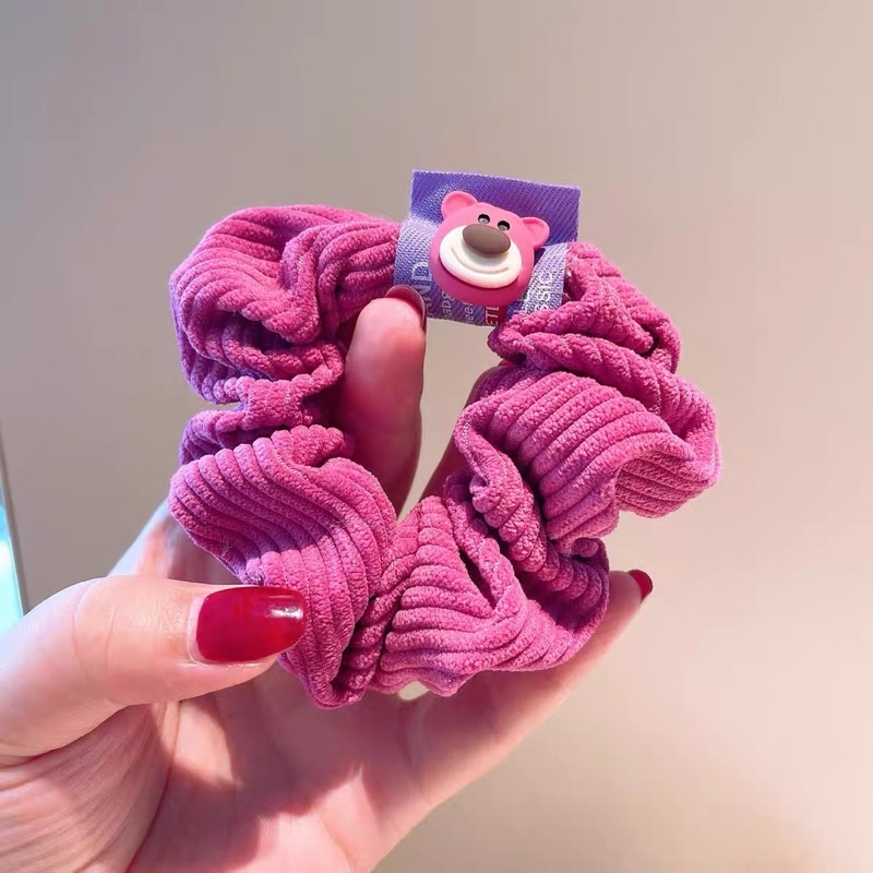 Cột tóc scrunchies hình gấu dâu tây lotso dễ thương cho nữ đẹp hottrend hàn quốc De Perier