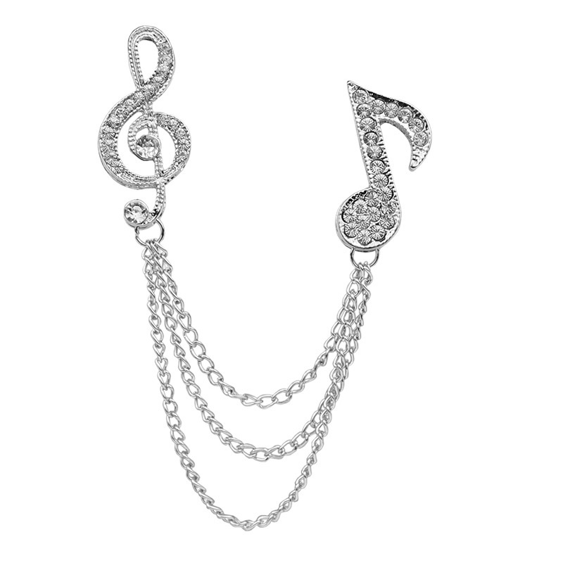 Ghim cài áo EFAN hình nốt nhạc phối dây xích tua rua phong cách Anh quốc mới cho nam