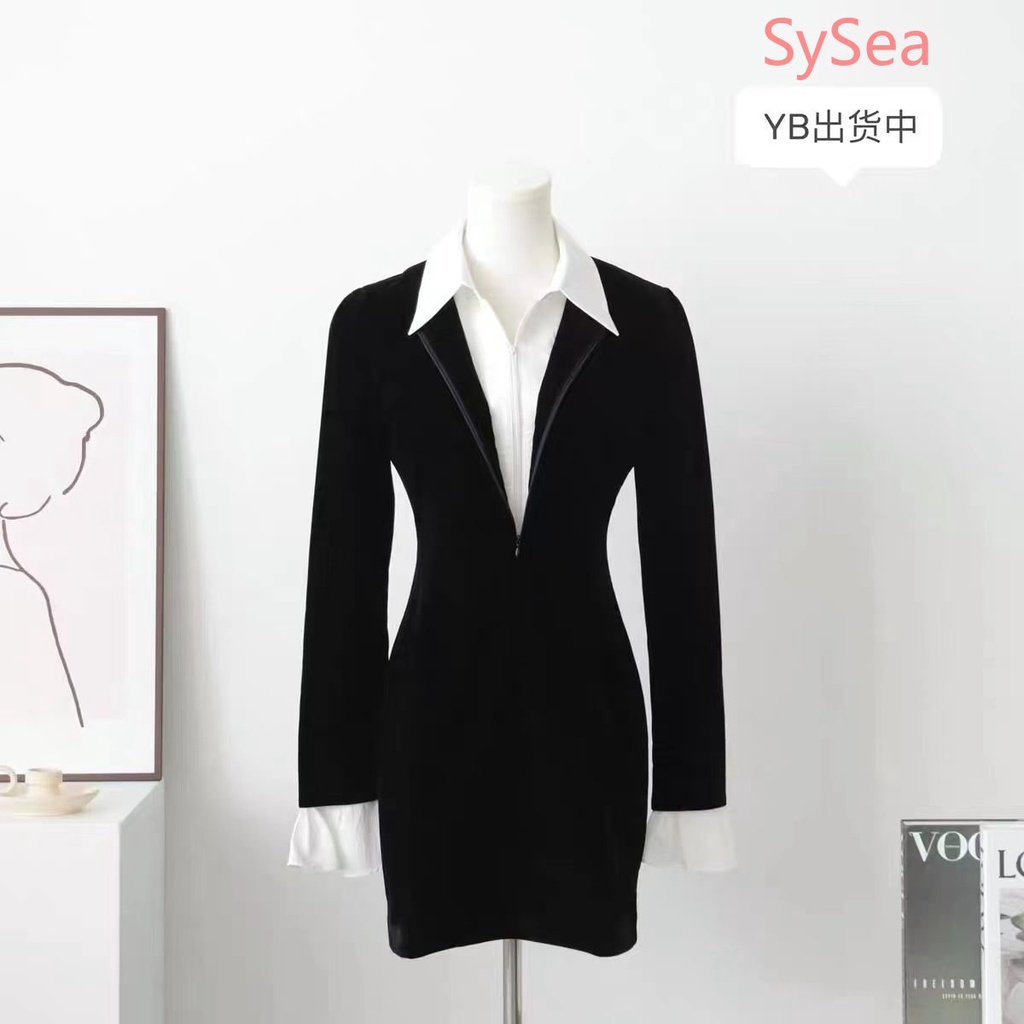 Đầm Nhung Dài Tay Ôm Dáng Gợi Cảm Theo Phong Cách One Piece Dành Cho Nữ