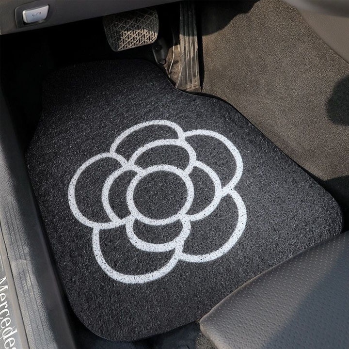 Bộ 02 Thảm rối lót sàn xe ô tô cao cấp hình hoa trà cao cấp _oto
