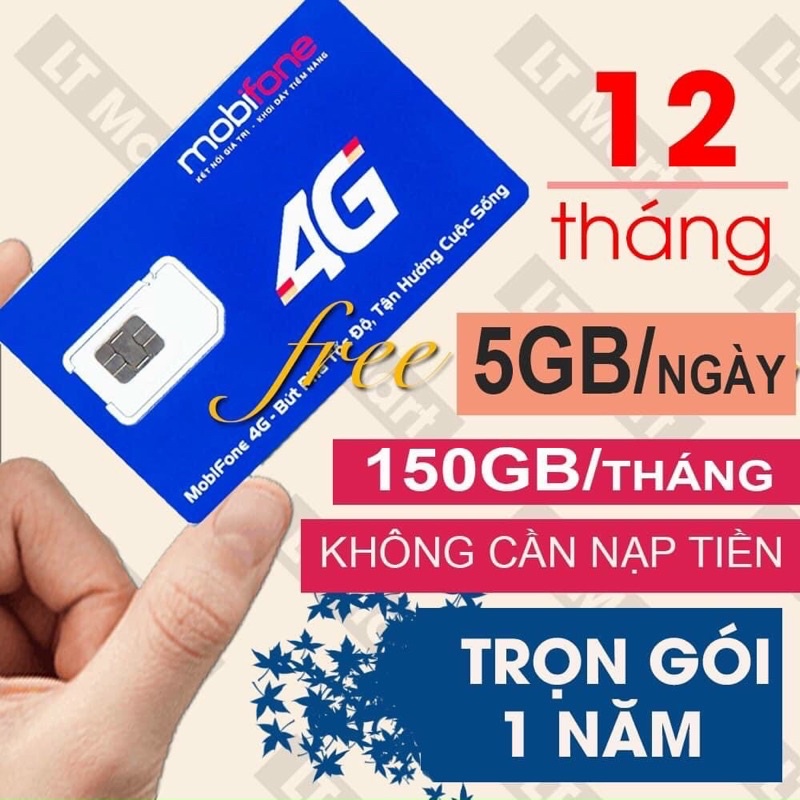 SIM MOBIFONE 4G 12MDT50 MAX BĂNG THÔNG SỬ DỤNG 1 NĂM KHÔNG LO NẠP TIỀN