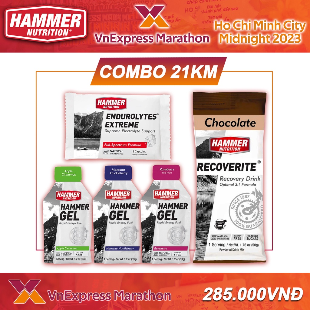 Combo Hammer Nutrition cự ly 21km Giải chạy VnExpress Midnight Ho Chi Minh City Marathon 2023 (Giao vị ngẫu nhiên)