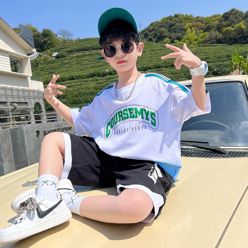 Bộ quần áo thun hè "SEMYS" 13-48kg. Set bộ hè bé trai 4-14 tuổi. Chất vải cotton tàu, thoáng mát. B53