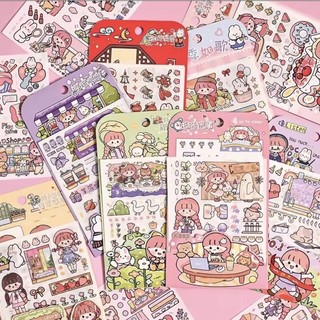 Set 4 tấm sticker bé gái diy dễ thương