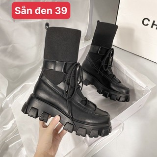 SẴN ĐEN 39- GIÀY SANDAL ULZZANG ĐẾ BÁNH MÌ PHỐI TẤT ÔM CHÂN siêu xinh có hình thật