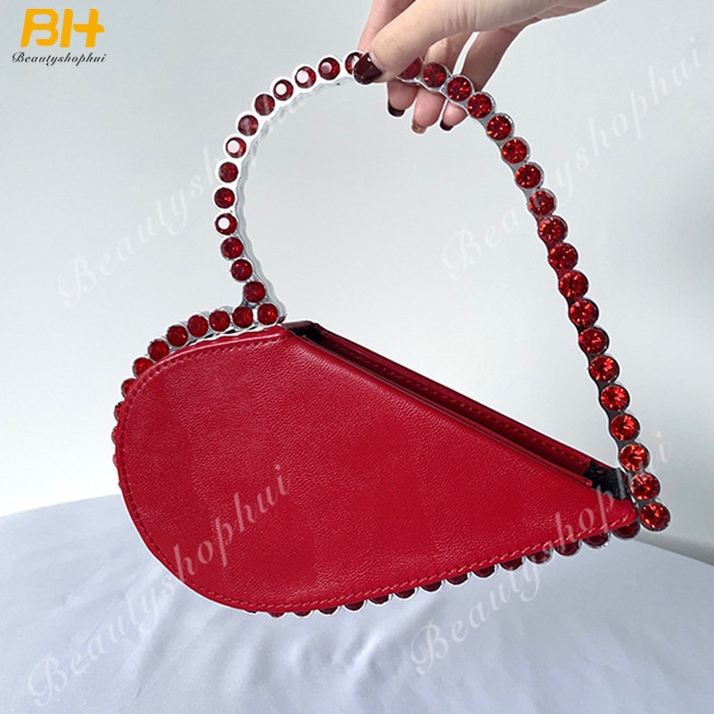 Túi Xách Dự Tiệc Tối Thiết Kế Mới 2023 Hình Trái Tim Bằng Acrylic Đính Kim Cương Sang Trọng Cho