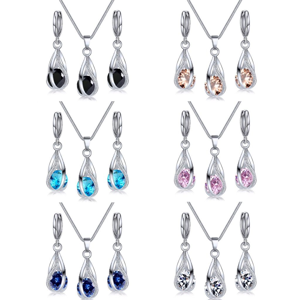 1 Set Bông Tai Giọt Nước Đính Đá Sang Trọng Cho Cô Dâu