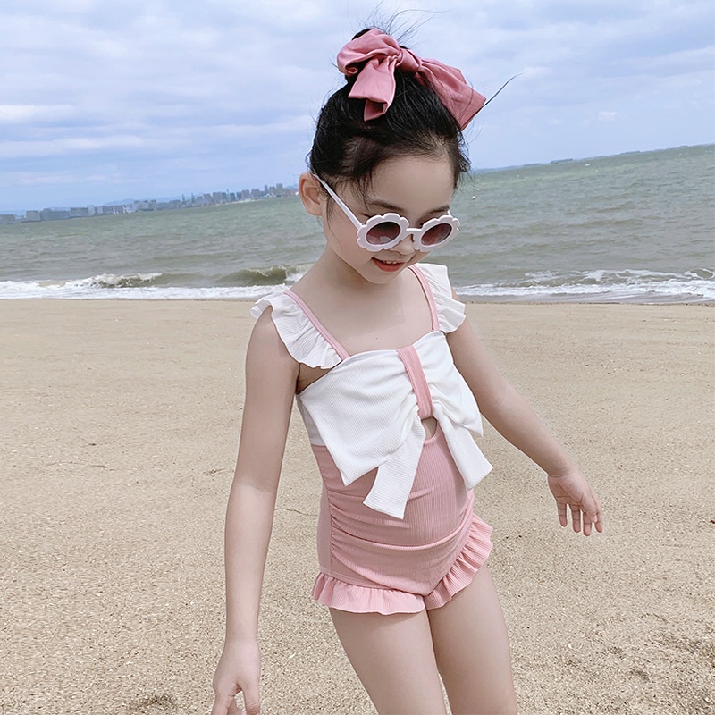 Đồ bơi liền một mảnh AMILA thiết kế nơ xinh xắn phong cách Hàn Quốc dành cho bé gái