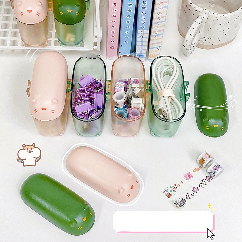 Hộp Đựng Dây Cáp Dữ Liệu / Tai Nghe Hình Mèo Dễ Thương Chống Bụi Tiết Kiệm Không Gian
