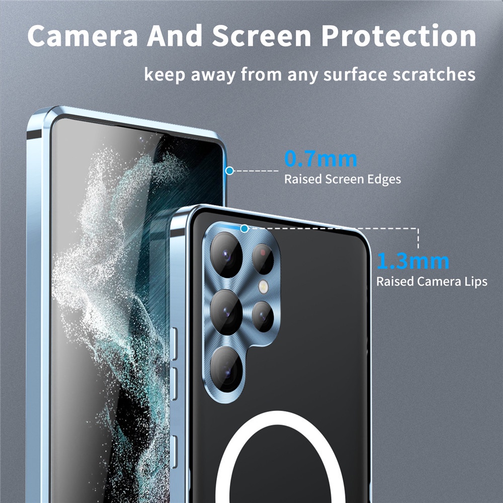 Ốp Điện Thoại Kim Loại Nhôm Mặt Nhám Từ Tính Bảo Vệ Camera Cho Samsung S23 Ultra 5G / Galaxy S23 Plus S23