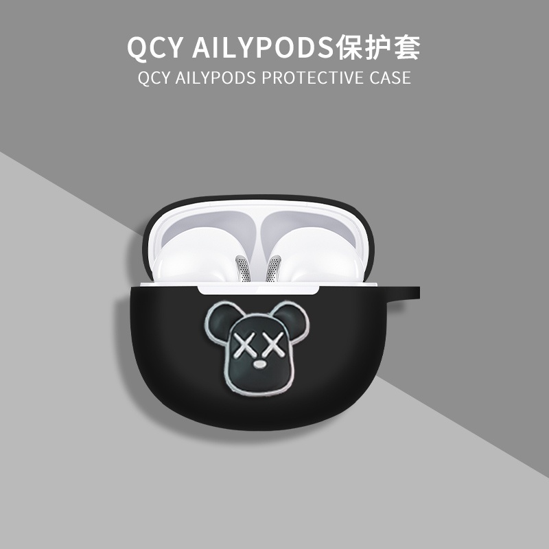 QCY Vỏ Bảo Vệ Hộp Sạc Tai Nghe AilyPods / T20 Bằng Silicon Mềm Chống Sốc Chống Rơi Kèm Móc