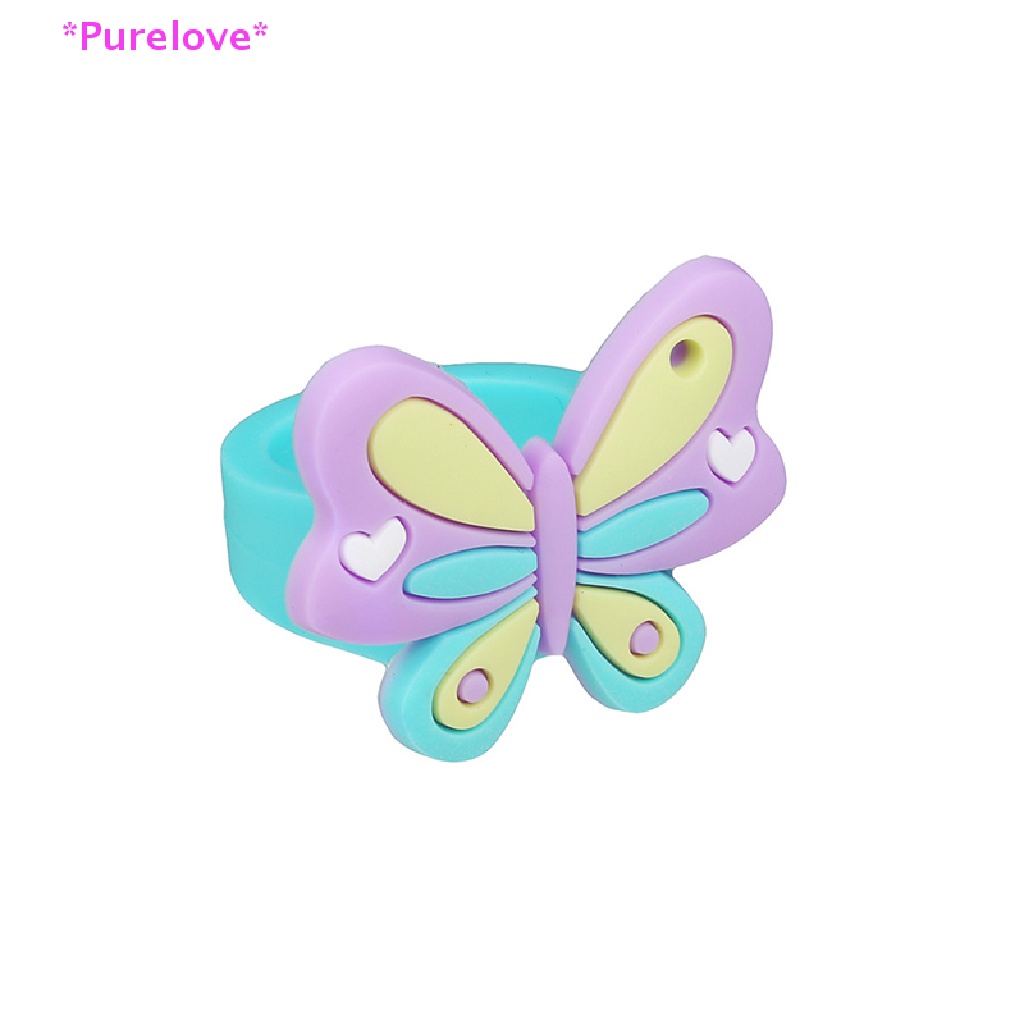 Purelove &gt; Nhẫn Silicon PVC Hình Bướm Hoạt Hình Handmade Thân Thiện Với Môi Trường Cho Bé Trai Bé Gái Mới