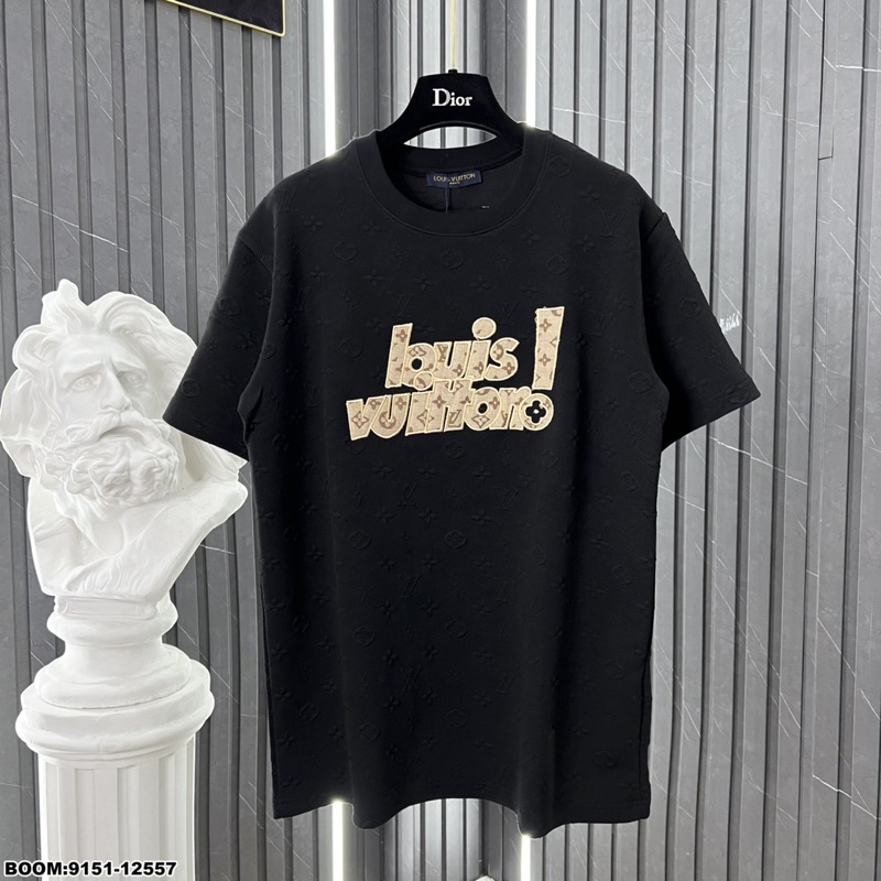 Áo Phông Nam L.V Hình Thêu Cao Cấp - Áo Phông L.V Thêu Hình Gấu Nam Nữ