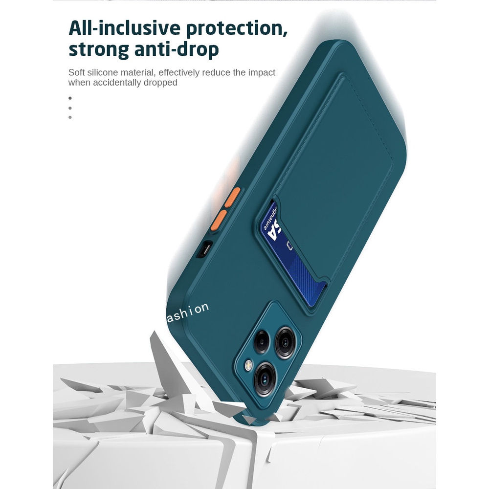 Ốp Điện Thoại Silicone Mềm Màu Trơn Có Ngăn Đựng Thẻ Thời Trang Cho Xiaomi Redmi Note 12 Pro Plus 5G 2023