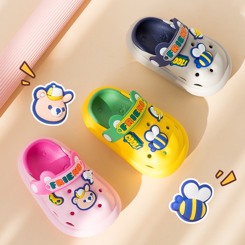 Xăng đan Đi Biển Chống Trượt Cỡ Nhỏ / Vừa / Nhỏ In Hoạt Hình Chú Ong Dễ Thương Cho Bé