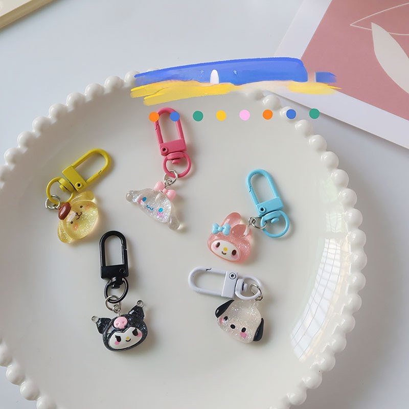 Transparent Cartoon Key Ring Girl's New Cute Cartoon Puppy Girl's Heart Student Bag Pendant Cute Accessories Jewelry