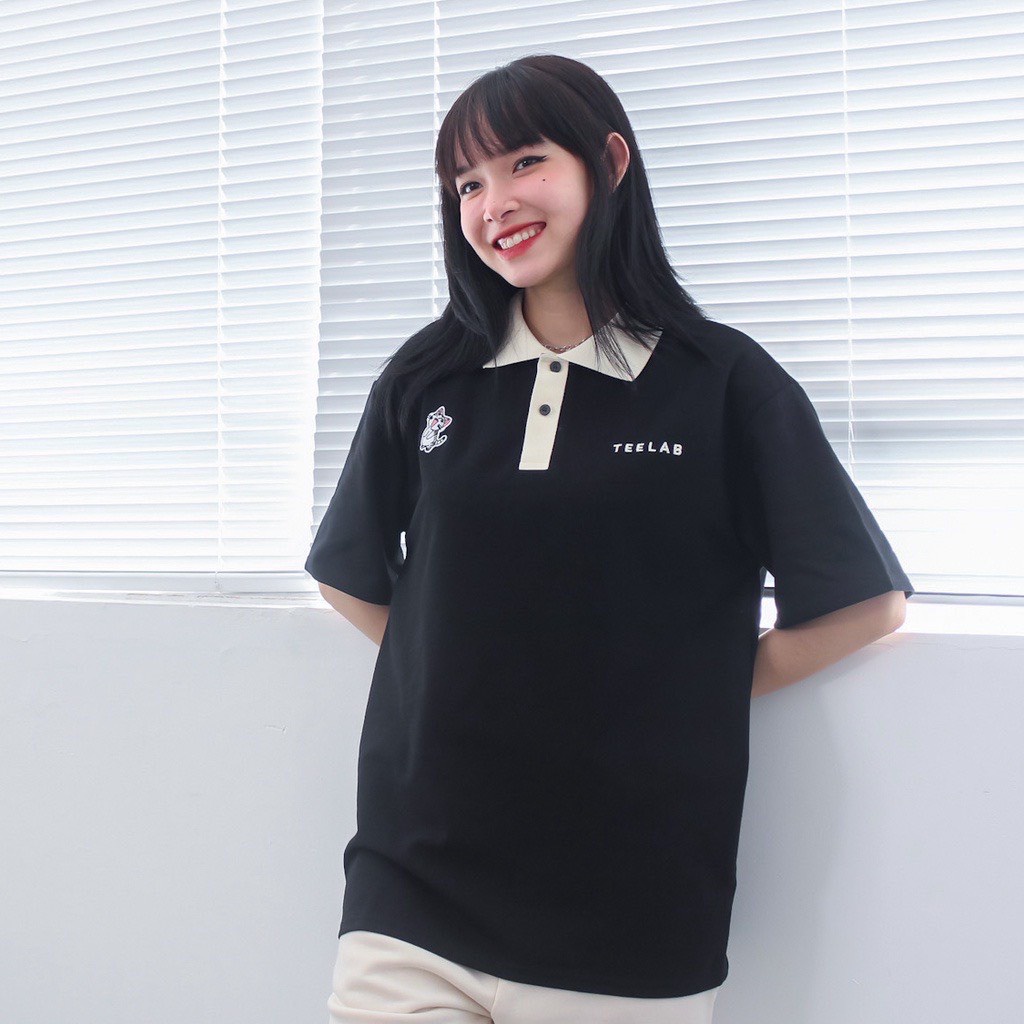 Áo Polo Teelab Black Kitten Phối Cổ Nam Nữ Chất Cá Sấu