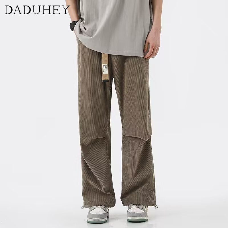 DaDuHey Men's and Women's 2023 New Corduroy Straight Pants Fashion Elastic Drape Casual Pants