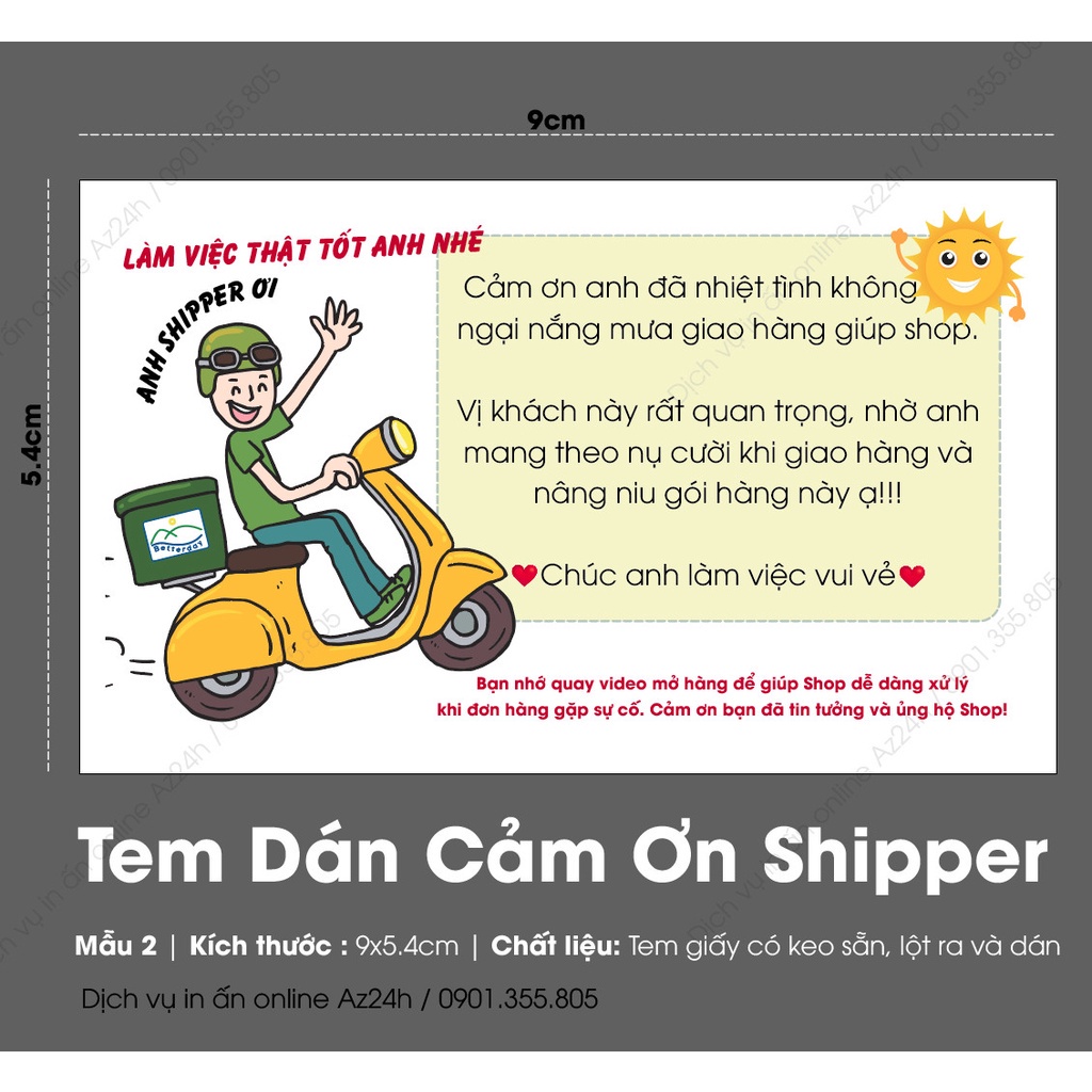 Tem Dán Cảm Ơn Shipper ( 200cái )