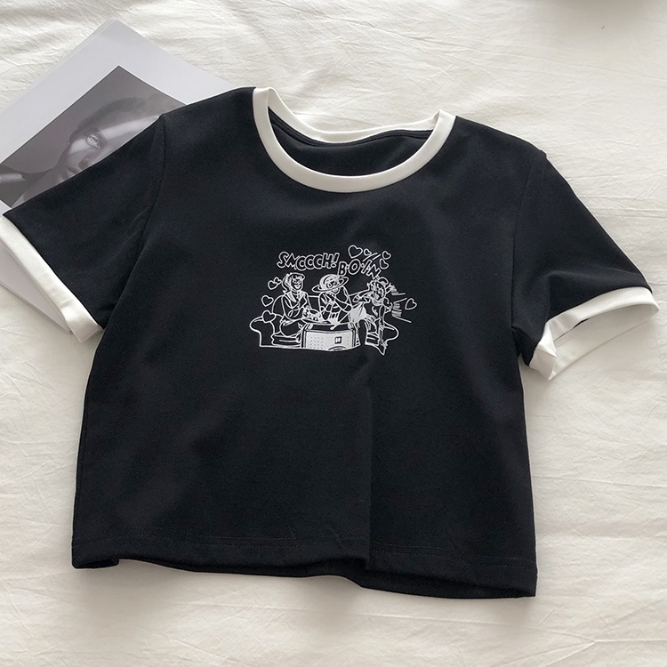 Áo thun SUXI tay ngắn cổ tròn in họa tiết thời trang cho nữ