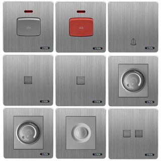  Ổ cắm mạng cat6 ổ cắm điện thoại dimmer đèn quạt công tắc 20A 45A nút nhấn chuông Uten mặt vuông màu ghi S300 