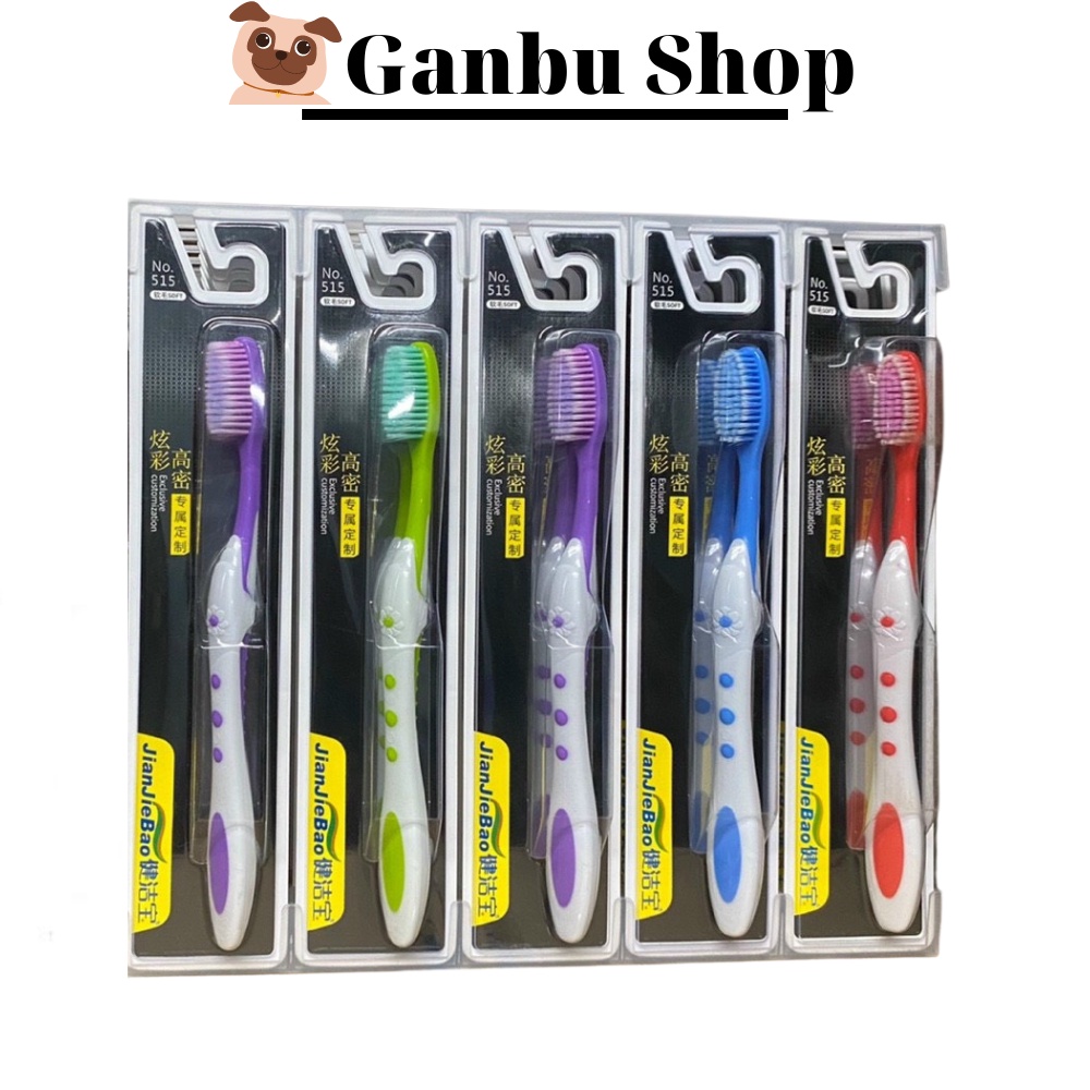 *No.515* Bàn Chải Đánh Răng Jian JieBao Vỏ Đen Tay Cầm Chắc, Lông Tơ Mềm Mại