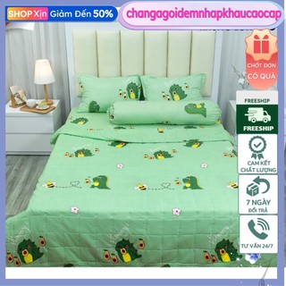 Bộ ga gối 💖1m8x2m💖 drap giường poly,mẫu cute-MẪU KHỦNG LONG BƠ