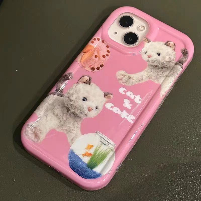 Ốp Điện Thoại Silicon TPU Mềm Trong Suốt Chống Sốc In Hình Mèo Hồng Cho IPhone 14 13 11 12 Pro XS Max X XR 7 8 Plus