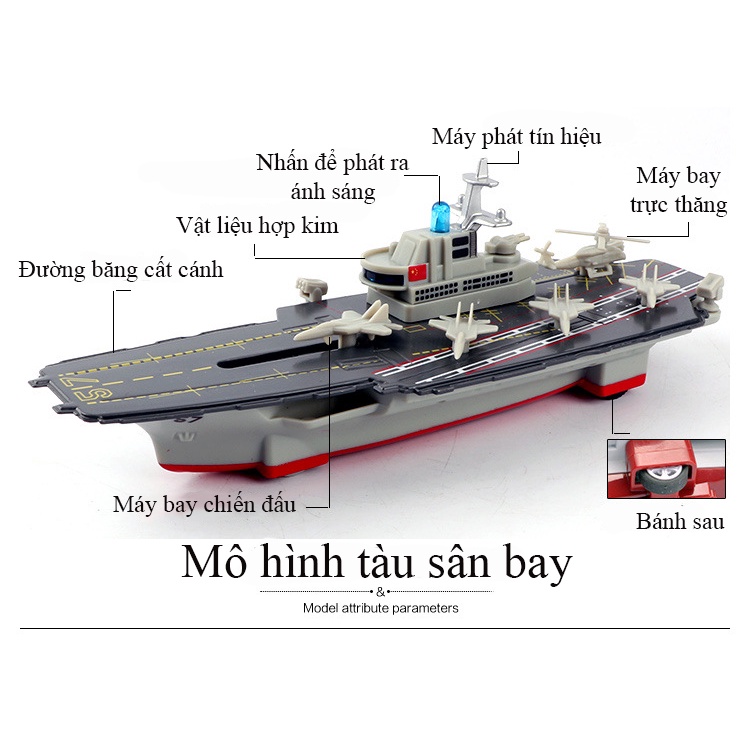 Mô hình tàu sân bay KAVY bằng hợp kim có nhạc và đèn chạy để trang trí hoặc làm đồ chơi