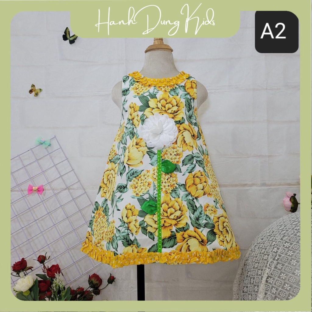Đầm váy chữ A xuân hè hoa hướng dương cho bé [8kg đến 23kg]