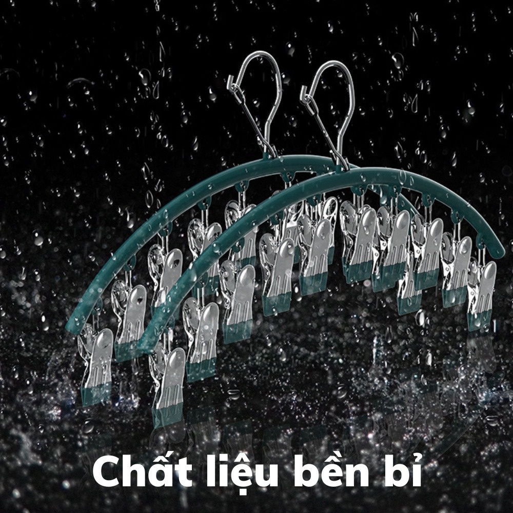 Móc treo đồ lót, tất vớ có khóa chống gió, chống trượt với 10 bộ ghim giữ Miibooshi
